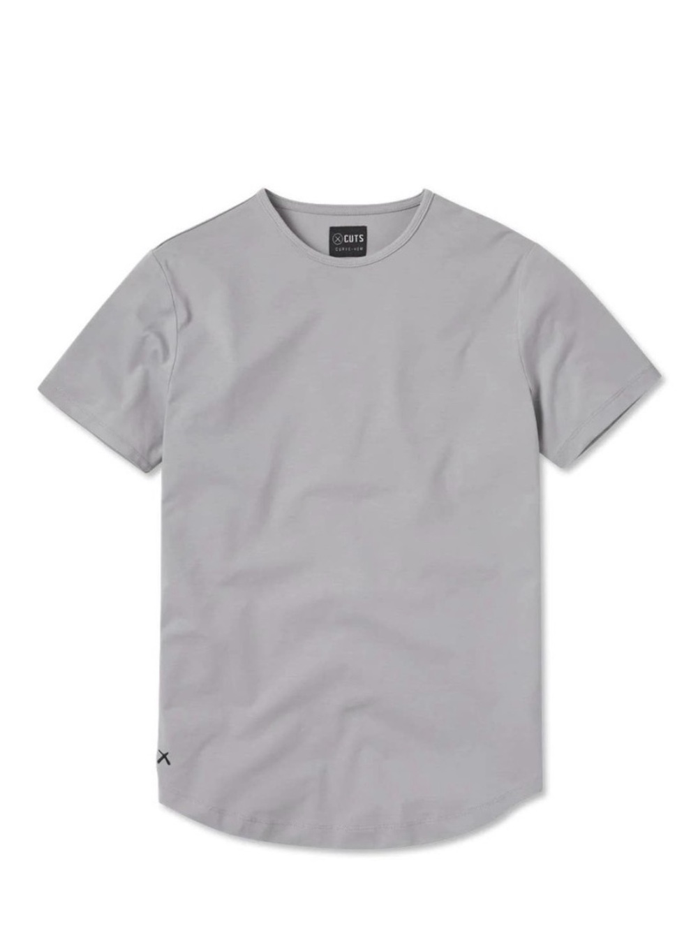Cuts Clothing Light Gray Curved-Hem Crewneck Tee